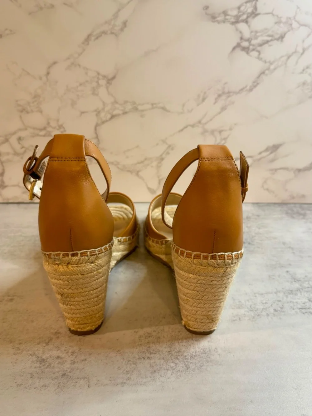 Vince Camuto Tan Leather Espadrille Wedge